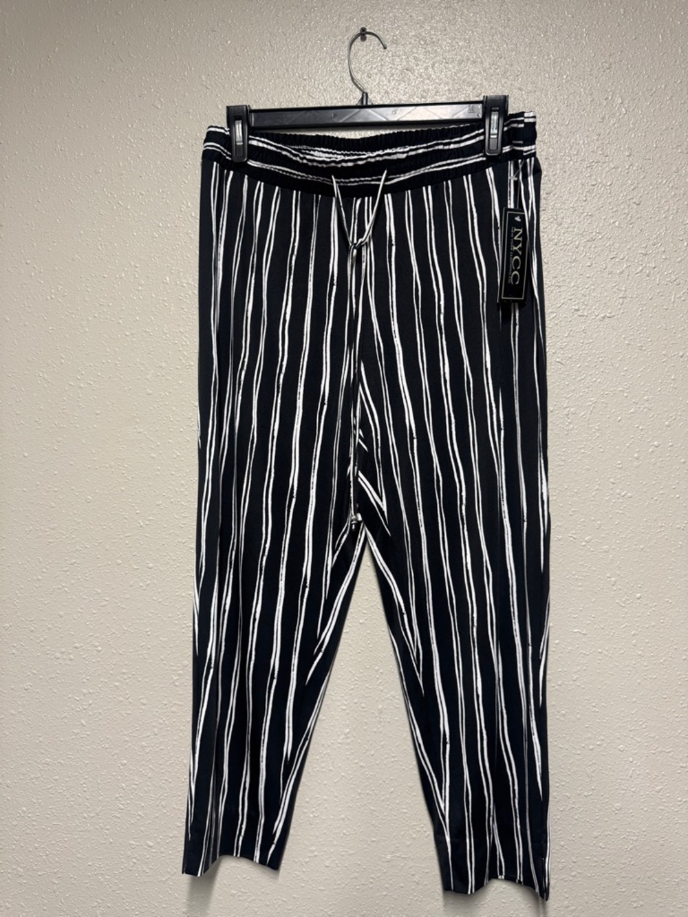 NYC Black with White Vertical Stripe Joggers